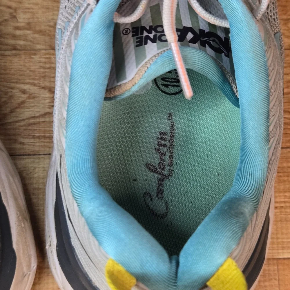 Hoka One One Bondi 6 Running Shoes Light Grey Navy 1019270 Woman's Size 9